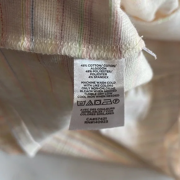 LOFT Cream Tie Shoulder Dress with neon threading accents in size SP - Picture 8 of 8